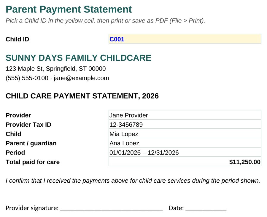 Parent payment statement